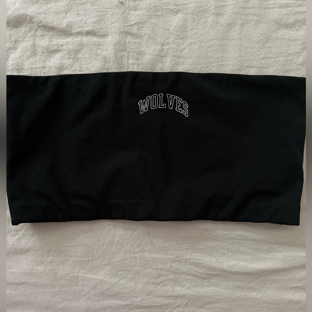 Darc Sport Black Tube Top with 'WOLVES' Embroidery